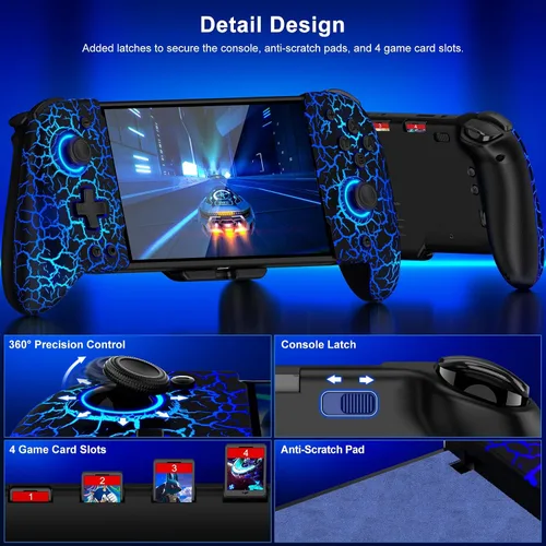 Vista 7 de Switch Controller for Nintendo SwitchOLED, (No Drift, No Deadzone) Hall Effect Joystick Wireless Switch Controller With 9 Lights Color. One-Piece