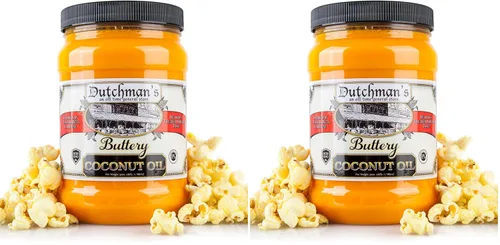 Vista 10 de Aceite de coco con sabor a palomitas de maíz de Dutchman’s, sabor a mantequilla, coloreado con beta caroteno natural, el secreto para hacer