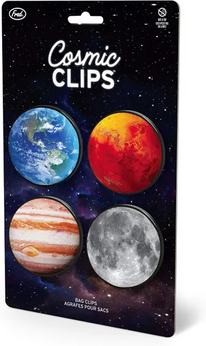 Vista 6 de Genuine Fred Cosmic Clips - Juego de 4 clips para bolsas, patrones planetarios
