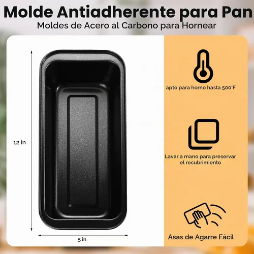 Vista 2 de Sliner - 6 moldes para pan de 12 x 5 pulgadas de largo para hornear pan