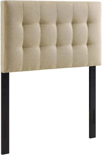 Vista 4 de Modway Lily Cabecero doble tapizado de tela de lino con botones en beige