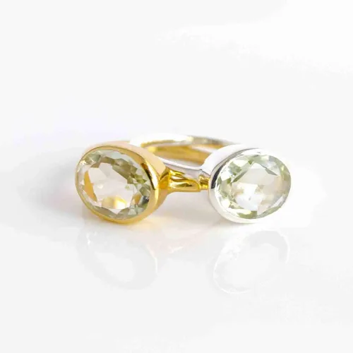 Vista 68 de Oval Birthstone Ring Bezel Set in Vermeil Gold, Sterling Silver, or Rose Gold, Stacking Birthstone Ring [rOMB]