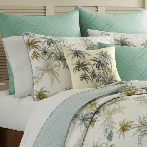 Vista 5 de Tommy Bahama - Funda estándar, ropa de cama de algodón con cierre de sobre, prelavada para mayor suavidad (Serenity Palm Blue, 21 x 27 pulgadas)
