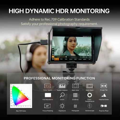 Vista 5 de VILTROX DC-L1 Monitor de campo de cámara de 7 pulgadas con pantalla táctil