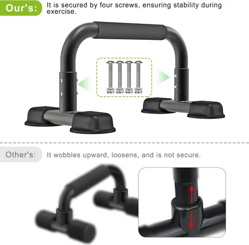 Vista 4 de Dolibest Push Up Bar, 12'' High Parallettes Bars with Wooden Handles, Stable and Comfortable Calisthenics Equipment, Suitable for Handstand, L-Sit
