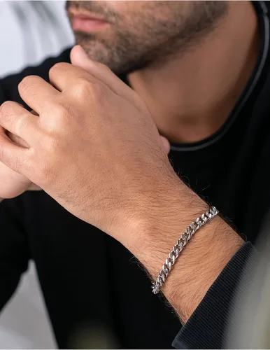 Vista 2 de 925 Sterling Silver Cuban Link Chain Bracelet 3mm 5mm 8mm Silver Bracelet for Men Women 6.5-9 Inches