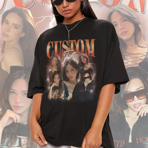 Vista 4 de NAZENTI Personaliza tus propias camisetas Bootleg Rap, personaliza tu texto vintage camiseta, camisetas gráficas personalizadas, regalo