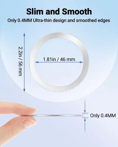 Vista 4 de Jeluse Paquete de 6 anillos universales de metal compatibles con Magsafe Sticker/iPhone/Samsung/Android todos los teléfonos celulares, anillo