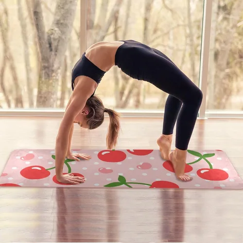 Vista 7 de Tapete de yoga plegable, tapete de ejercicio antideslizante para mujeres y hombres, tapete de entrenamiento de pilates, con bolsa de almacenamiento
