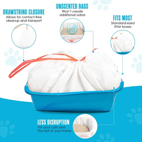 Vista 3 de Houseables Bolsas de arena para gatos, forros de caja de arena, bolsas de caja de arena, bolsas de caja de arena, paquete de 30, para bandeja