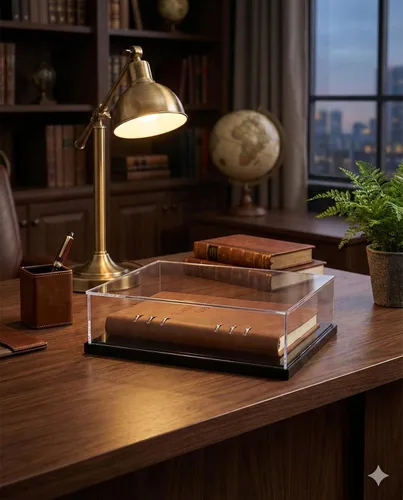 Vista 2 de Vitrina de libros de acrílico, estuche de colección de sellos o monedas, vitrina para coleccionables, protección UV, autoensamblaje a prueba