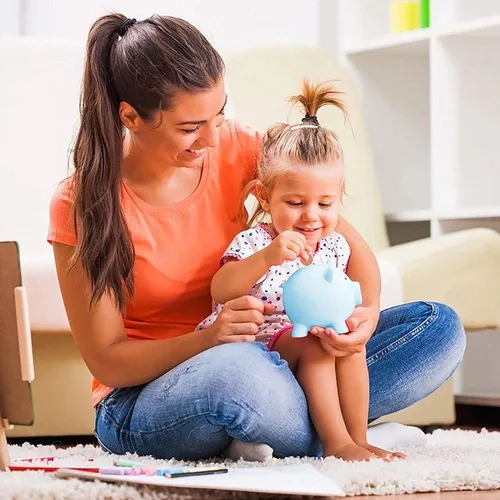 Vista 4 de Naysku Bonita alcancía, bonita alcancía de plástico, hucha irrompible, caja de dinero de ahorro de plástico para niños y niñas, caja de monedas