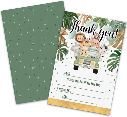 Vista 18 de Tarjetas de agradecimiento en blanco para decoración de fiestas de cumpleaños, notas de agradecimiento para niños o niñas, 20 tarjetas con 20 sobres