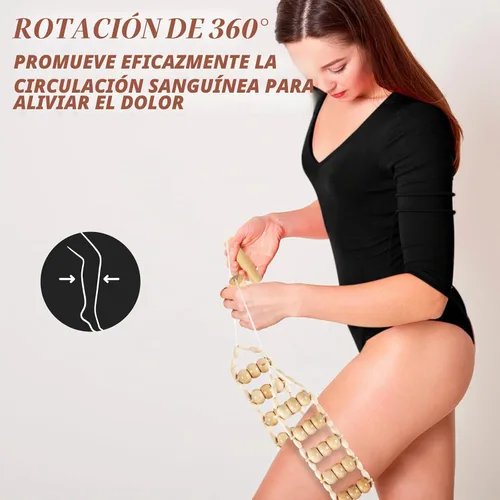 Vista 4 de KintKita Herramientas de masaje de terapia de madera, herramienta de cuerda de rodillo de masaje de madera, kit de maderoterapia, masajeador