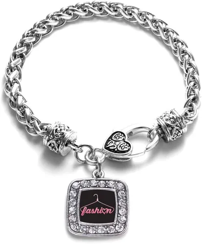 Vista 206 de Pulsera de dijes cuadrados de plata con joyería de circonita cúbica