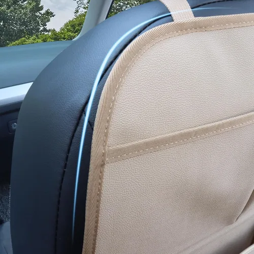 Vista 4 de Organizador de asiento trasero de automóvil para niños, bolsa de almacenamiento para asiento trasero de automóvil con 3 bolsillos, 2 soportes