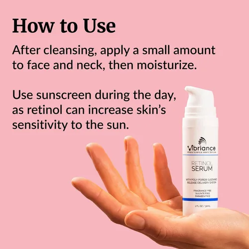 Vista 3 de Vibriance Suero de retinol para la cara, reduce la apariencia de arrugas profundas y poros grandes, mejora el tono, mejora la tez, crema de noche