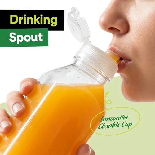 Vista 3 de EconoHome Paquete de 50 botellas cuadradas de jugo de 16 onzas, sin BPA