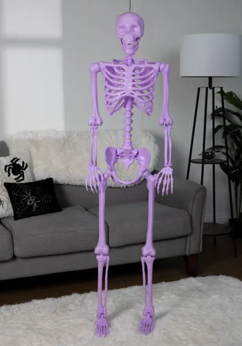 Vista 2 de Esqueleto posable Crazy Bones de 5FT en púrpura para decoración Multicolor