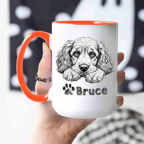 Vista 6 de Taza de café de perro Cocker Spaniel americano con nombre personalizado, tazas personalizadas de perro Cocker Spaniel americano, regalos de Cocker