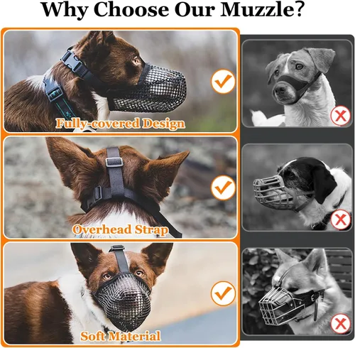 Vista 8 de Crazy Felix Bozal de perro cubierto de malla para perros pequeños, medianos y grandes, anticomer