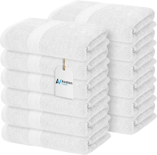 Vista 9 de Avalon Towels Toallas de baño para baño, 100% algodón, color negro, paquete de 12 (24 x 48 pulgadas), juego de toallas de baño de secado rápido