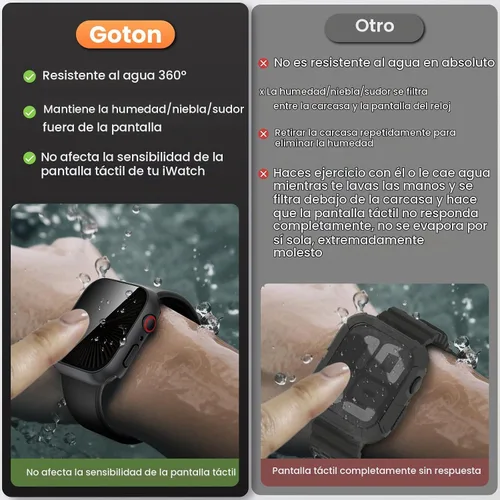 Vista 3 de Waterproof Privacy Case for Apple Watch Screen Protector 46mm Black Negro