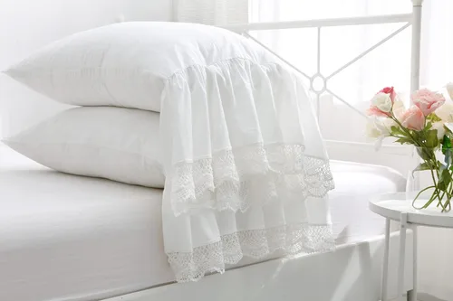 Vista 16 de Fundas de almohada grises con volantes largos de cortinas, fundas de almohada grises de algodón puro, tamaño estándar 20"X26", paquete de 2
