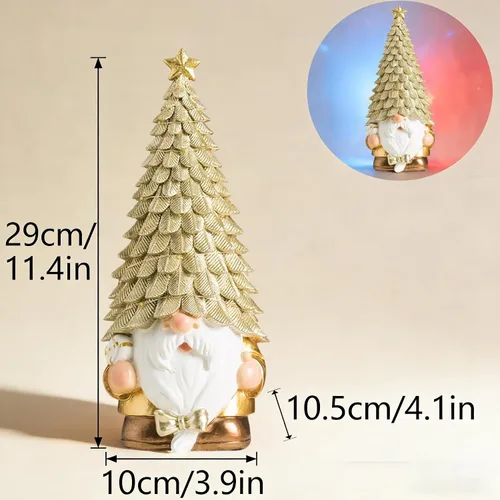 Vista 2 de Figura de gnomo caprichoso de 11.4 pulgadas, decoración de sombrero de árbol brillante, acento acogedor para el hogar y el patio para todos los días