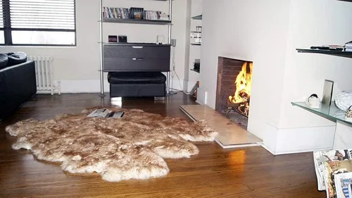 Vista 2 de Alfombra de piel de oveja natural con pelo grueso y exuberante de 2.5 pulgadas, alfombra de piel de oveja hipoalergénica con parte trasera