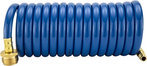 Vista 5 de RecPro RV Manguera de ducha exterior Manguera enrollada azul de 15' Rociador opcional de conexión rápida flexible Resistente a rayos UV
