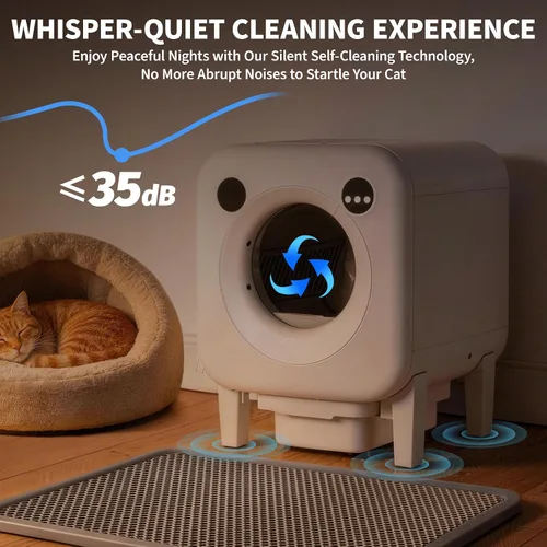 Vista 6 de Garvee Caja de arena autolimpiante para gatos, caja de arena automática ABS de gran capacidad para gatos con control de aplicación