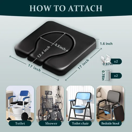 Vista 3 de Cojín de asiento cómodo, esponja súper suave acolchada para silla cómoda para ancianos/discapacitados/discapacitados, sillas de ruedas de ducha
