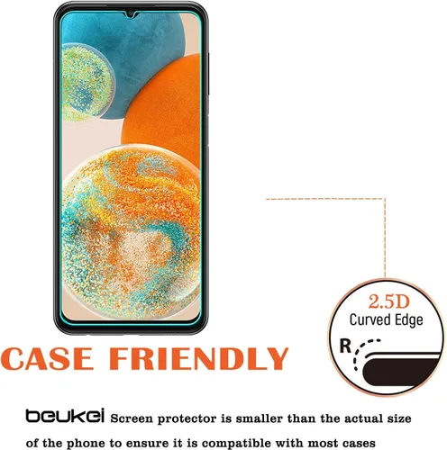Vista 4 de Protector de pantalla de vidrio templado compatible con Samsung Galaxy A23 5G / Galaxy A23, sensible al tacto, compatible con fundas, dureza 9H
