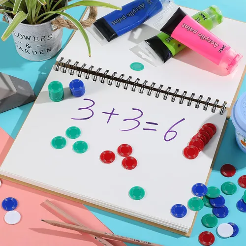 Vista 4 de Skylety 400 fichas de póquer de plástico Fichas de juego de 4 colores para niños jugando aprendiendo matemáticas contando juegos de bingo tarjeta