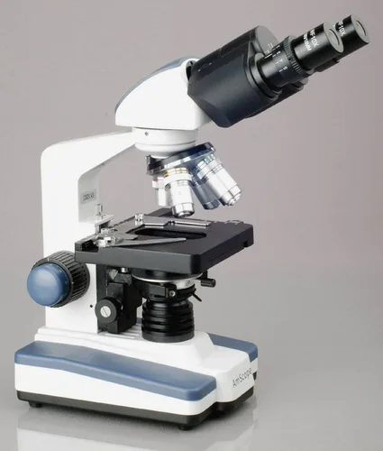 Vista 3 de AmScope B120 Siedentopf Microscopio compuesto binocular, aumento 40X-1000X, campo claro, iluminación LED, condensador Abbe, etapa mecánica de doble
