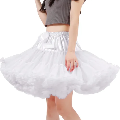 Vista 3 de Mayper Enagua de tutú para mujer, capas esponjosas, por encima de la rodilla, cintura elástica, medio deslizante, crinolina, falda inferior