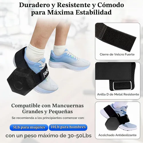 Vista 4 de Accesorio de Pie para Mancuerna para Entrenamiento de Piernas, Correas de Accesorio para Mancuerna Pie de Mono de Extensión para Entrenador de Negro