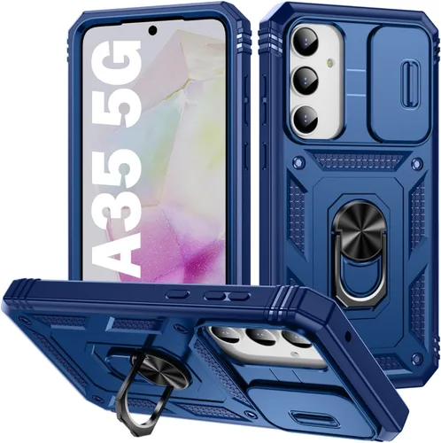 Vista 161 de PASNEW Funda militar para iPhone 13 Pro Max, cubierta de cámara deslizante y soporte de anillo de metal de 360°, carcasa rígida multicapa resistente