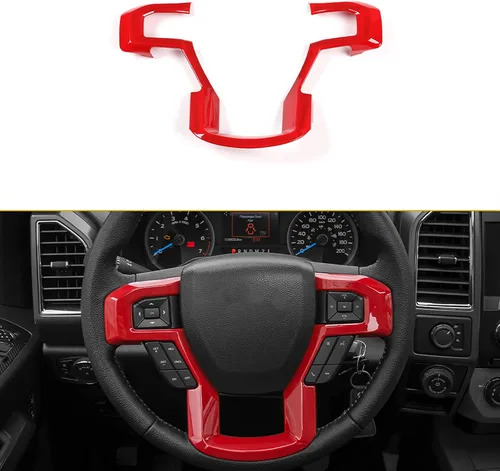 Vista 7 de Linskip Moldura para volante compatible con Ford F150 2015-2020 y F250 F350 Super Duty 2017-2022, para Ford Expedition 2018-2021, funda para Negro