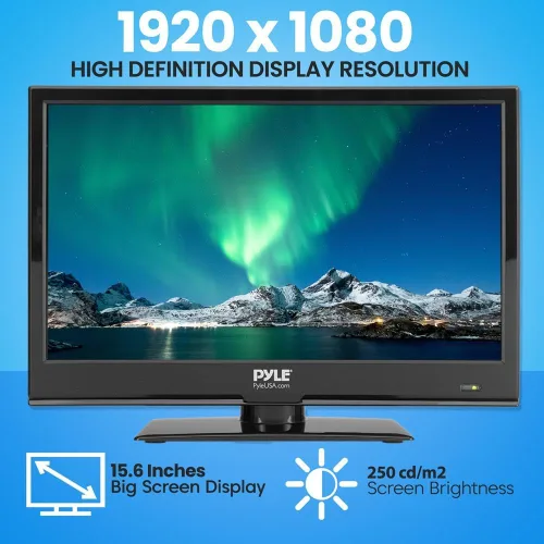 Vista 3 de Pyle Televisión LED RV de 15.6 pulgadas 1080p - Monitor de pantalla plana delgado FHD pequeño TV con HDMI, RCA, combo de disco multimedia/DVD