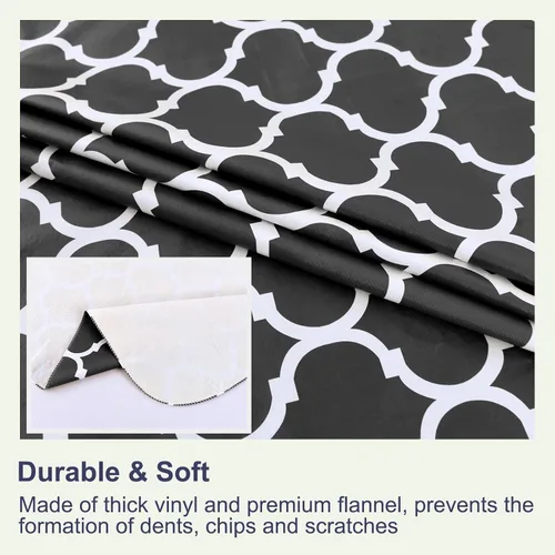 Vista 5 de Hipinger Vinyl Round Fitted Tablecloth with Zipper and Umbrella Hole, Outdoor Oil Waterproof Stain Resisteant PVC Table Cover 40-44 Inch, Black