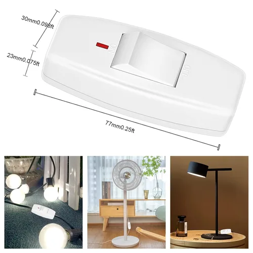 Vista 2 de Paquete de 2 interruptores de lámpara, interruptor de cable en línea con luz indicadora, interruptor en línea (6A 250 V), interruptor de cable
