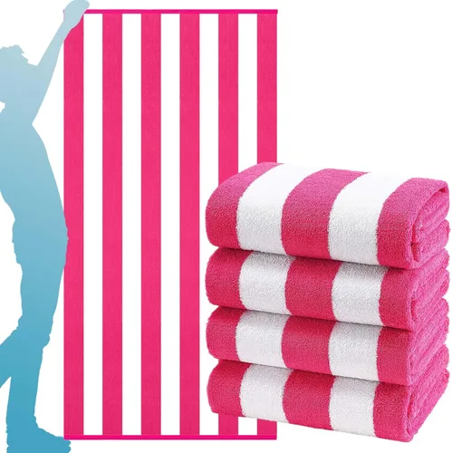Vista 13 de Paquete de 4 toallas de baño extra grandes a rayas, juego de toallas de baño a granel, tamaño XL, grandes, esponjosas, absorbentes, de microfibra