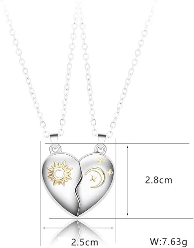 Vista 5 de Collar de pareja anillos para mujeres y hombres, collares a juego con corazón para parejas, novias y novias, regalo para el día de San Valentín