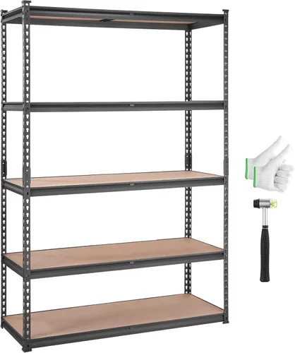 Vista 28 de VEVOR Storage Shelves, 5-Tier Adjustable, 2000 lbs Capacity, Heavy Duty Garage Storage Shelving Unit, Metal Utility Rack Shelf, for Kitchen Pantry
