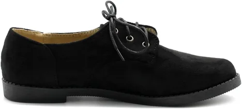 Vista 4 de Ollio Zapato plano clásico para mujer con cordones de gamuza sintética Oxford