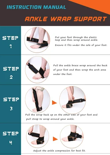 Vista 4 de 1 paquete de tobilleras ajustables para mujeres y hombres, soporte de tobillo para esguince, fascitis plantar, tendón de Aquiles, envoltura