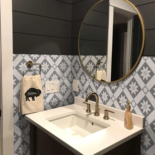 Vista 9 de Alwayspon 12 calcomanías de azulejos de pared retro florales mate para transferir, despegar y pegar, calcomanías de vinilo autoadhesivas