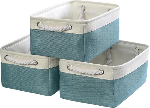 Vista 84 de TheWarmHome Contenedores de almacenamiento para estantes, tamaño mediano, 3 unidades, 13.8 pulgadas de largo x 9.8 pulgadas de ancho x 6.7 pulgadas